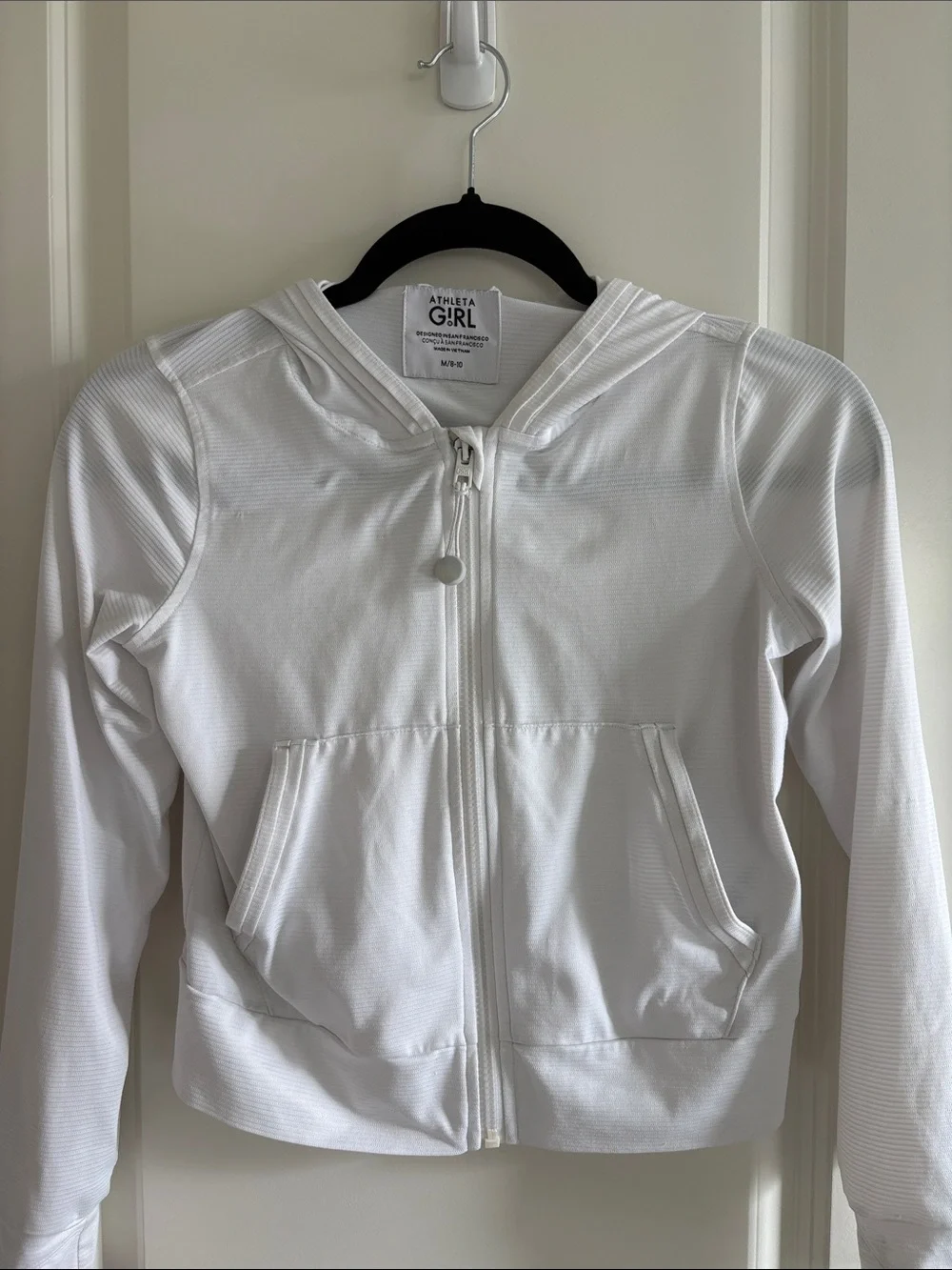 Athleta Girl White Full-Zip Lightweight Hoodie Jacket